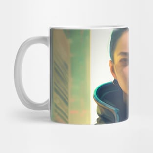 Abstract Cyberpunk Female Cyborg Mug